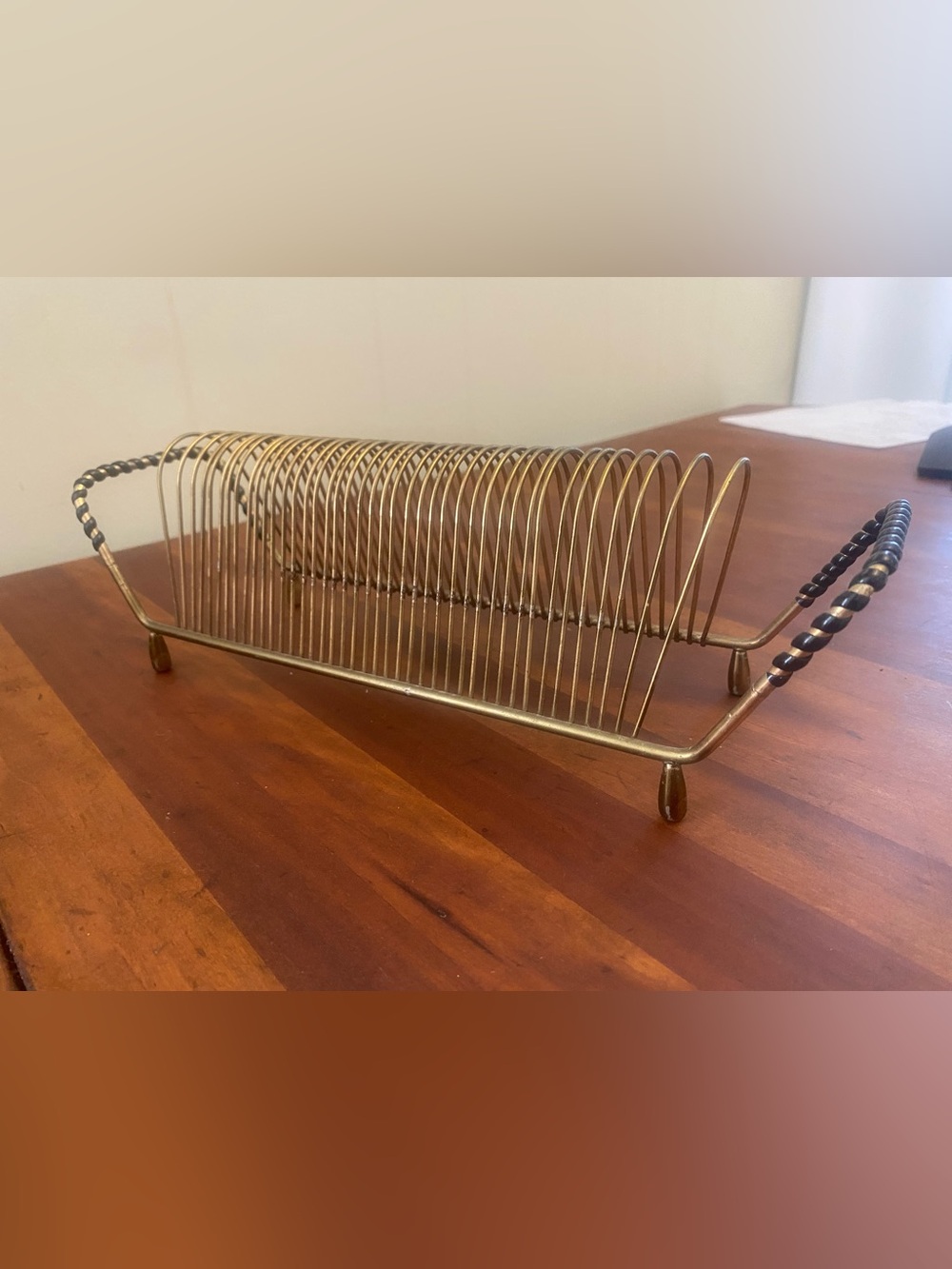 Vintage MCM 45 RPM 7" Record Rack Gold Wire Atomic Mid Century Record Holder